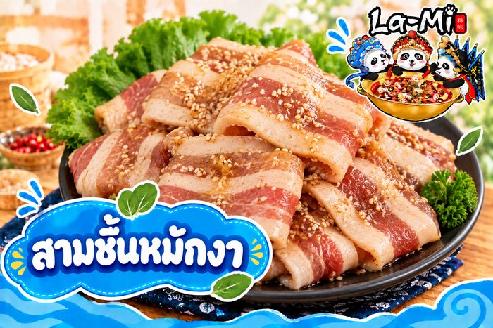 สามชั้นหมักงา - Sesame Marinated Pork Belly