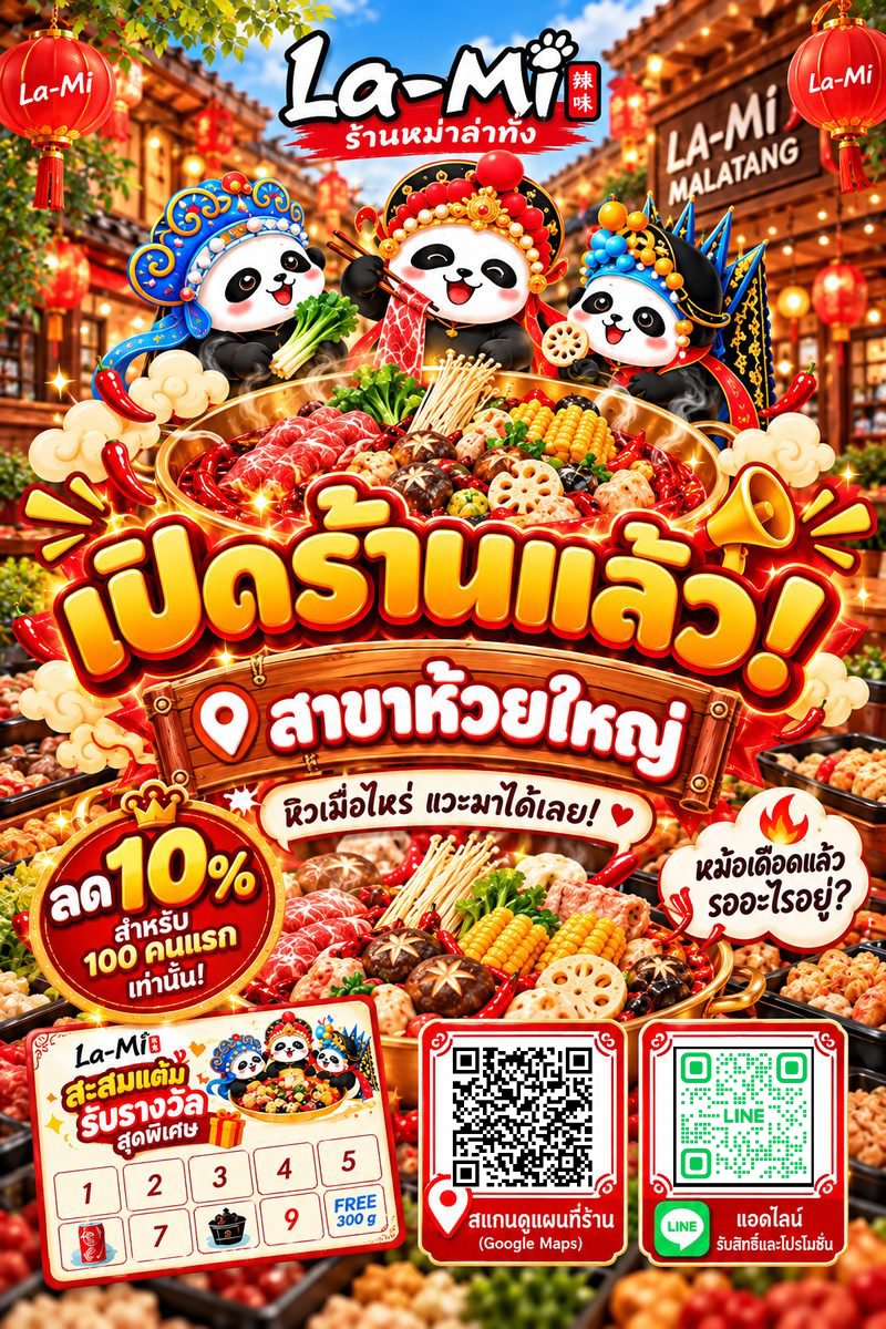 LA-MI MALATANG สาขาห้วยใหญ่ เปิดแล้ว